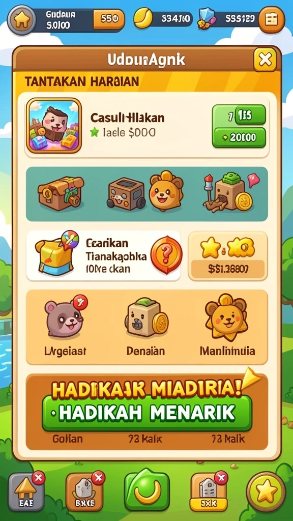 Tampilan awal permainan yang menarik dan mudah dinavigasi.